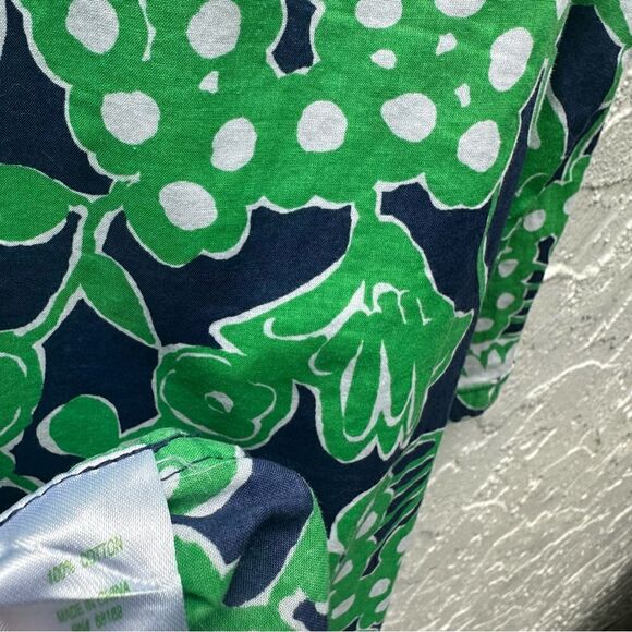 LILLY PULITZER Tunic Top Womens Size Small Popover Floral Cotton Blue Green - Picture 2 of 8